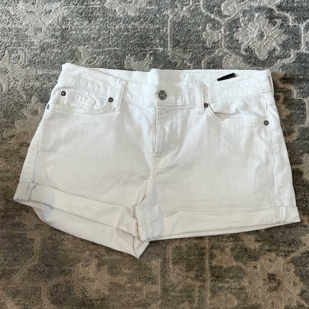 White 7 For All Mankind jean roll up shorts